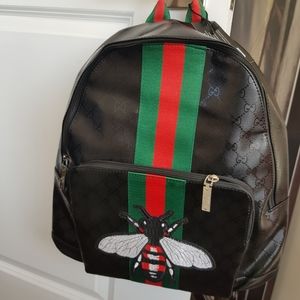 Black leather Gucci backpack with bee logo *COPY*